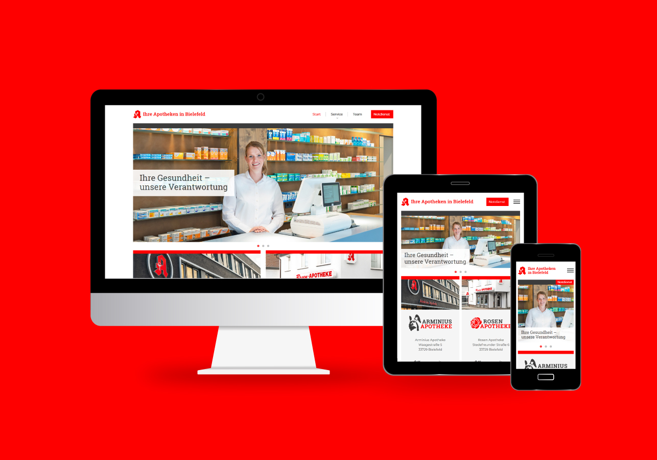 <h3>Kunde: Arminius Apotheke</h3><p>Logo-Korrektur, Webdesign, Webentwicklung<br><i>Zur Kundenwebsite: <a href="https://www.apotheken-bielefeld.de/" target=_blank>www.apotheken-bielefeld.de</a></i></p>